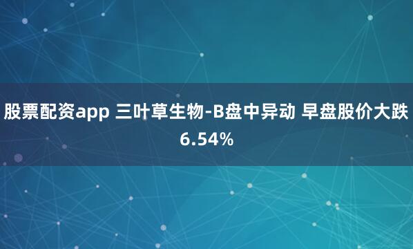 股票配资app 三叶草生物-B盘中异动 早盘股价大跌6.54%